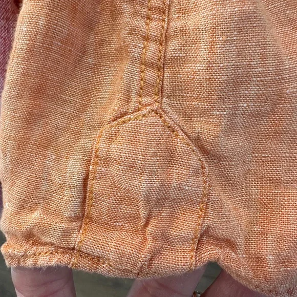 Kiwi Men's 100% Linen Casual Orange Button Down Shirt Size Large St. Barths - Picture 5 of 8